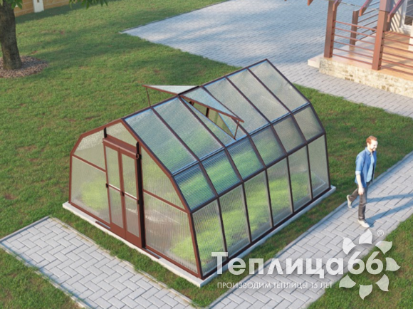 Теплица Рада Таймыр из поликарбоната, 3,5x4 метра, коричневая